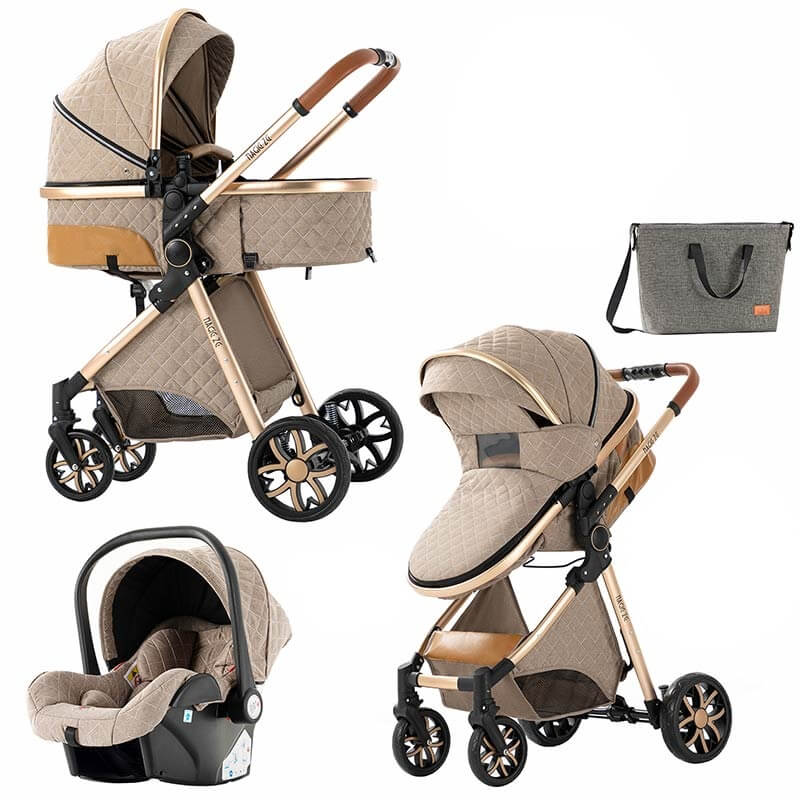 Baby Stroller with Car Seat and Mommy Bag
