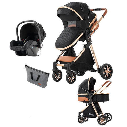 Baby Stroller with Car Seat and Mommy Bag