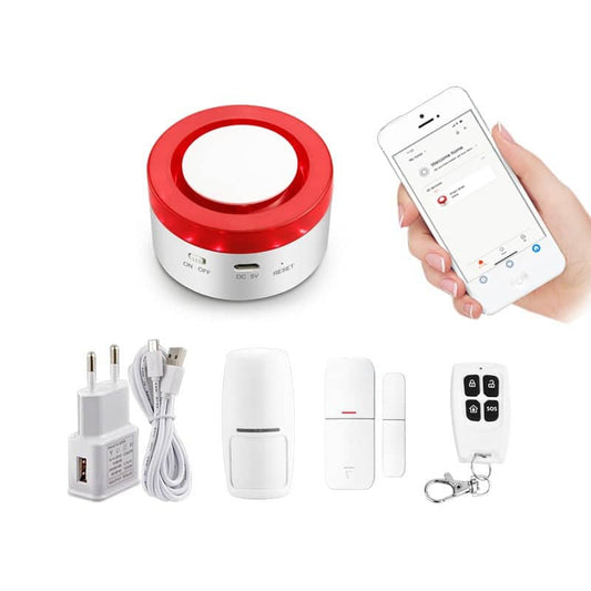 Wifi Strobe Siren Alarm with door and motion sensor