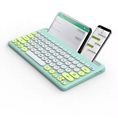 Mini Wireless Keyboard for Phone/Tablet (Mint + Yellow Retro Keys)